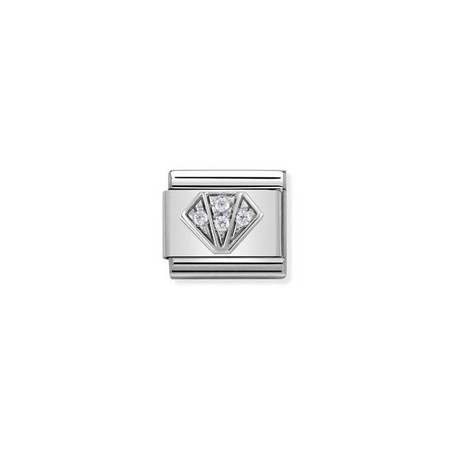 Element link do bransoletek Nomination Composable Stal + Srebro 925 diament cyrkonie