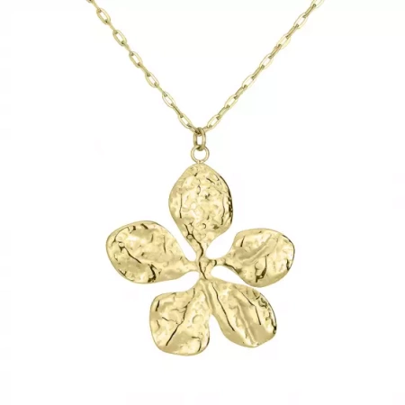 Naszyjnik stalowy pozłacany kwiat