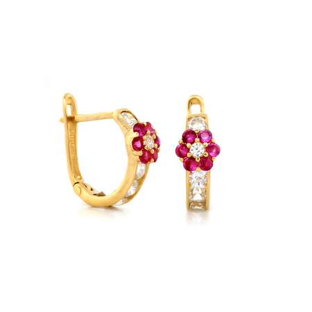 Kolczyki z cyrkoniami różowymi kwiatki