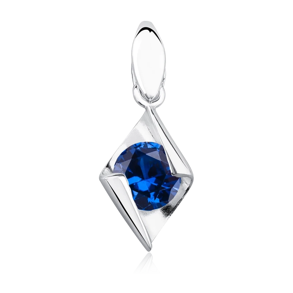 Zawieszka srebrna z szafirową cyrkonią