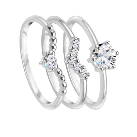 Pierścionek srebrny z cyrkoniami potrójny