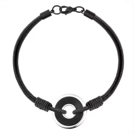 Bransoletka męska stal sznurek