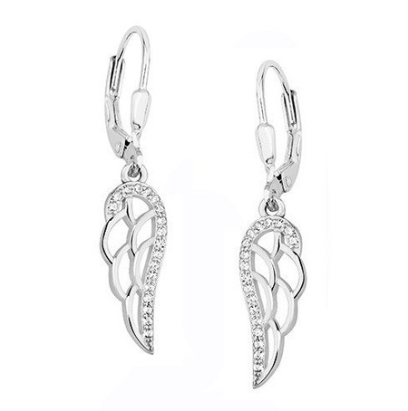 Srebrne kolczyki skrzydła z cyrkoniami