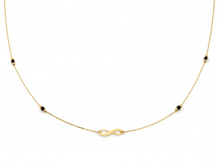 Złoty naszyjnik z nieskończonością i kamieniami