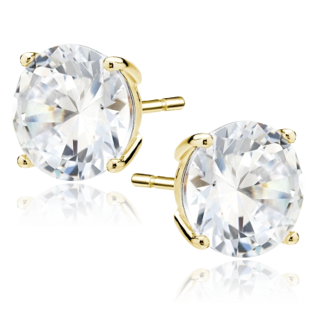 Kolczyki srebrne pozłacane sztyfty z bezbarwną cyrkonią 10mm