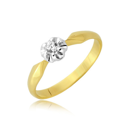 Złoty pierścionek zaręczynowy z cyrkonią