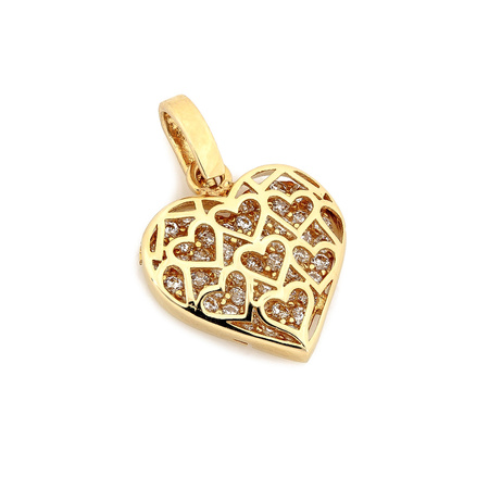 Złota zawieszka serce cyrkonie