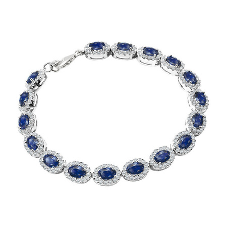 Srebrna bransoletka owal z szafirowymi cyrkoniami