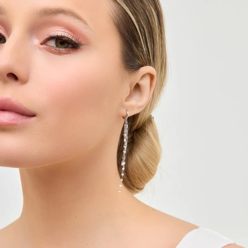 Kolczyki srebrne wiszące łańcuszki