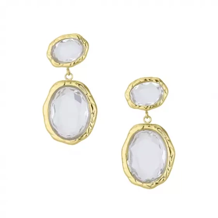 Kolczyki stalowe pozłacane z kryształem