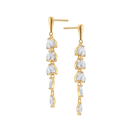 Kolczyki wiszące srebrne pozłacane z cyrkoniami