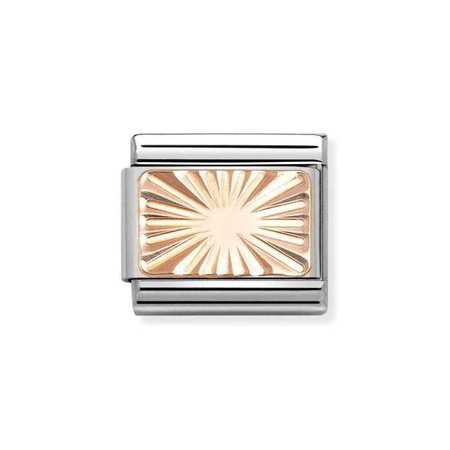 Element link do bransoletek Nomination Composable Stal + różowe złoto 9k blaszka diamentowana