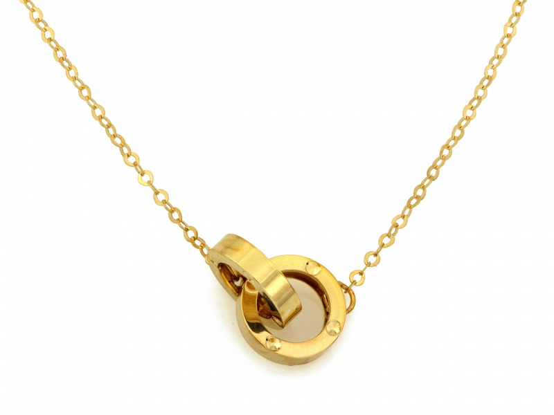 Złoty naszyjnik z dwoma kółeczkami