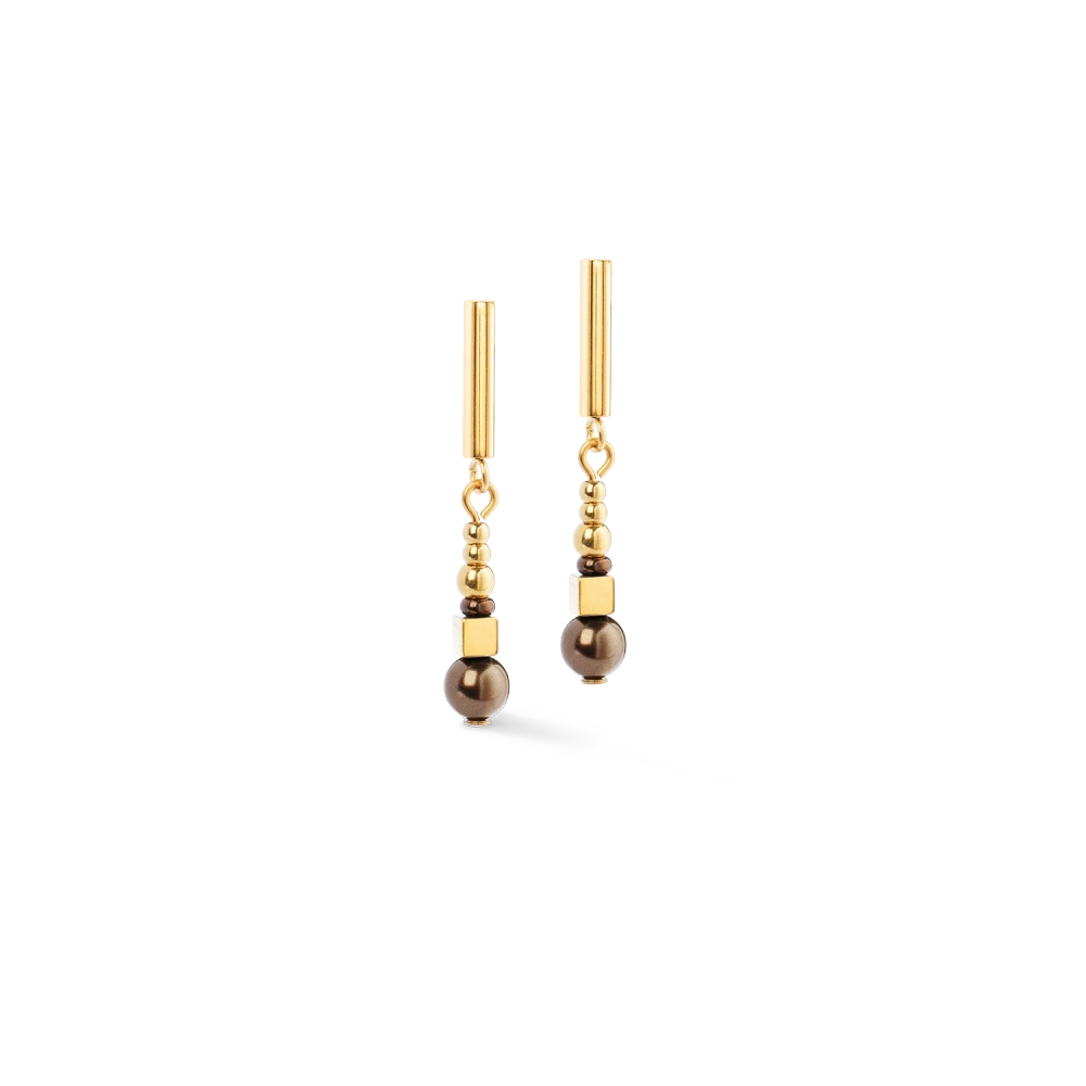 Kolczyki Shimmering Princess Pearls złoto-brązowe