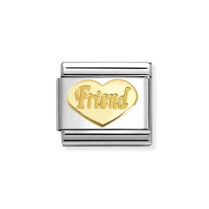 Element link do bransoletek Nomination Composable Stal + złote serce Przyjaciel