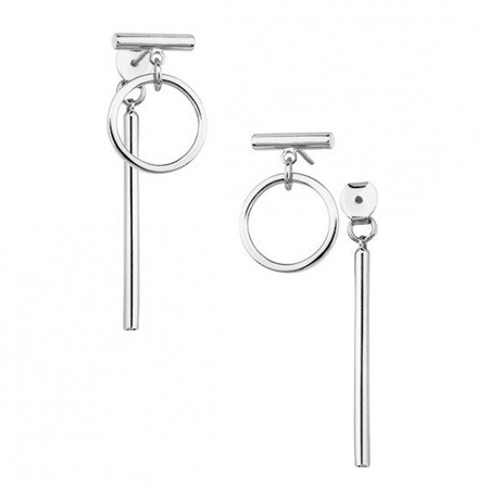 Kolczyki wiszące srebrne podwójne kółka pałeczki