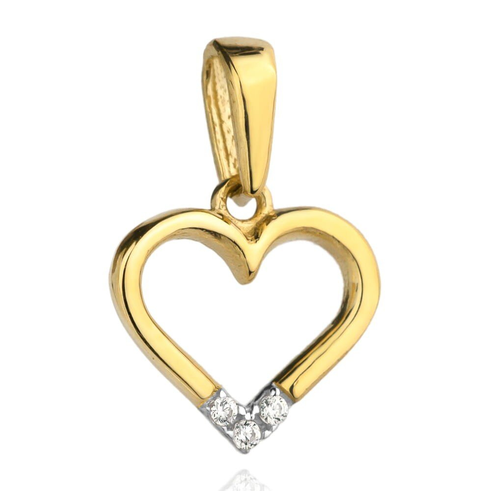 Zawieszka złota kontur serca z cyrkoniami