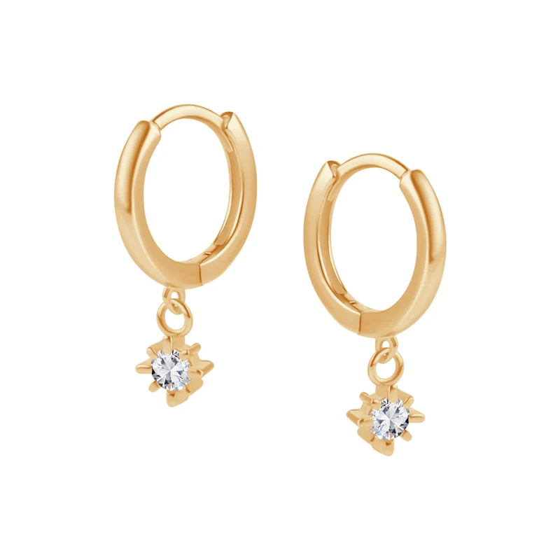 Kolczyki pozłacane wiszące cyrkonie na kółku