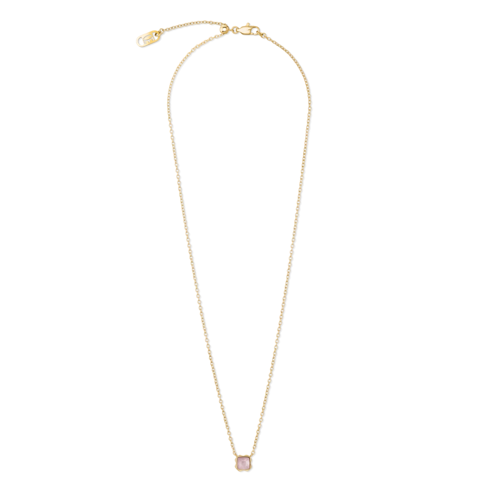 Naszyjnik pozłacany z  kwarcem różowym