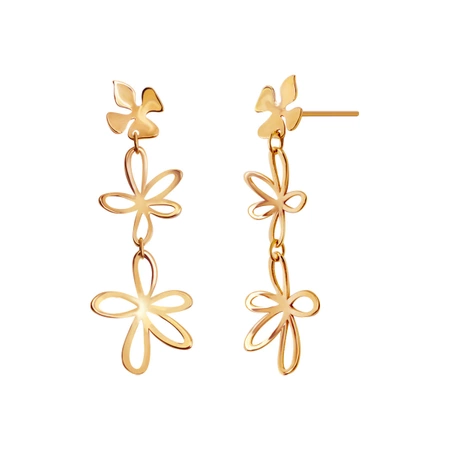 Kolczyki srebrne pozłacane wiszące kwiatki