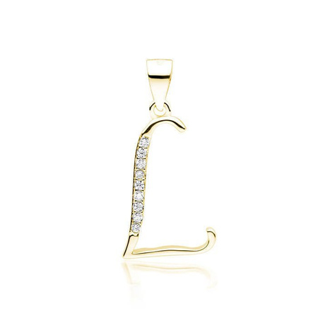 Zawieszka srebrna pozłacana litera L z cyrkoniami