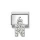 Element link do bransoletek Nomination Composable Stal + Srebro 925 litera N z cyrkoniami