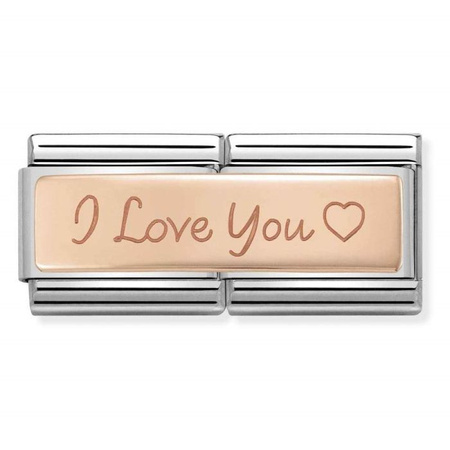 Element link do bransoletek Nomination Composable Stal + różowe złoto 9k I Iove You