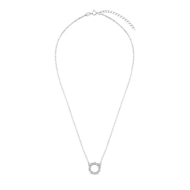 Naszyjnik srebrny z okrągłą zawieszką z cyrkoniami