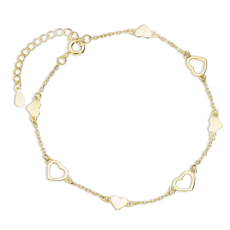 Bransoletka pozłacana serca