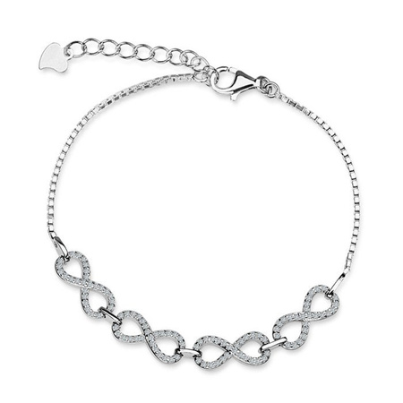 Srebrna rodowana bransoletka nieskończoność