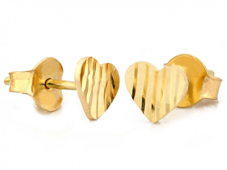Złote kolczyki serca diamentowane