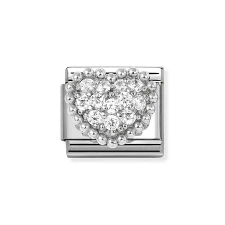 Element link do bransoletek Nomination Composable Stal + Srebro 925 serce z cyrkoniami