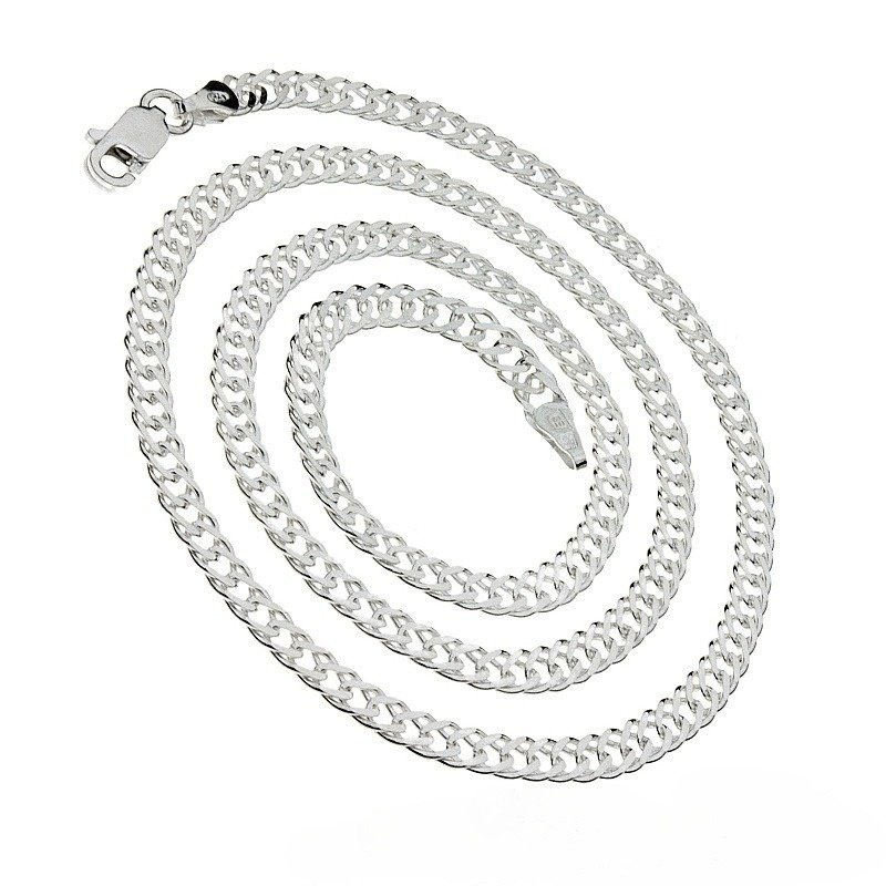 Srebrny łańcuszek rombo płaski 55cm