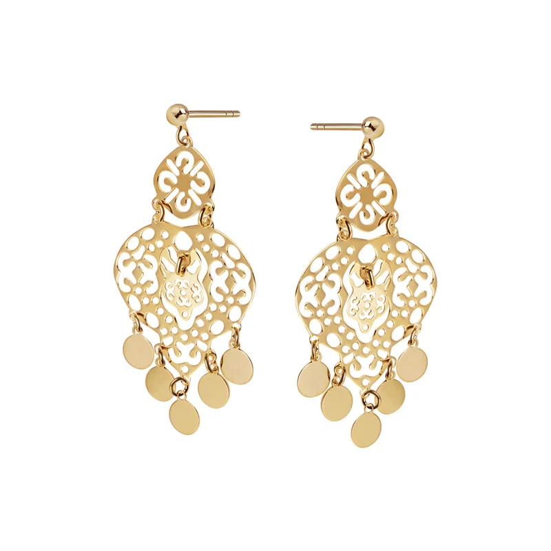 Kolczyki pozłacane wiszące ażurowe długie