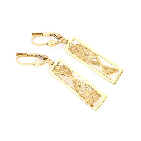 Złote kolczyki wiszące prostokątne