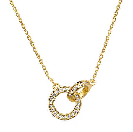 Naszyjnik srebro pozłacane z kółkami cyrkonie