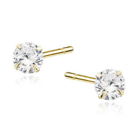 Kolczyki srebrne pozłacane z cyrkonią 5mm