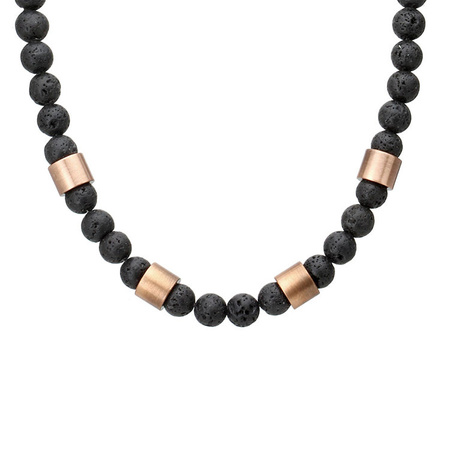 Męski naszyjnik z lawy wulkanicznej stal