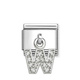 Element link do bransoletek Nomination Composable Stal + Srebro 925 litera W z cyrkoniami