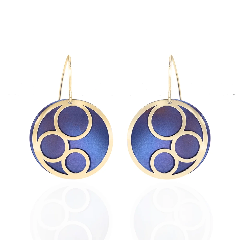 Kolczyki pozłacane z tytanem okrągłe z kółkami