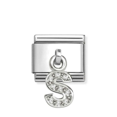 Element link do bransoletek Nomination Composable Stal + Srebro 925 litera S z cyrkoniami