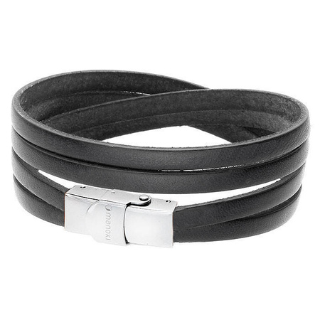 Bransoletka męska stal szlachetna skóra