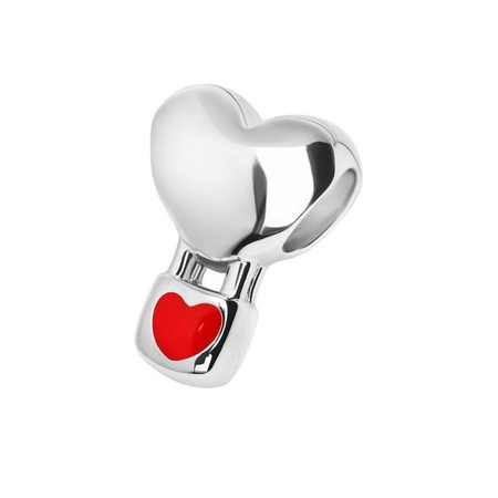 Zawieszka srebrna beads serce z kłódką