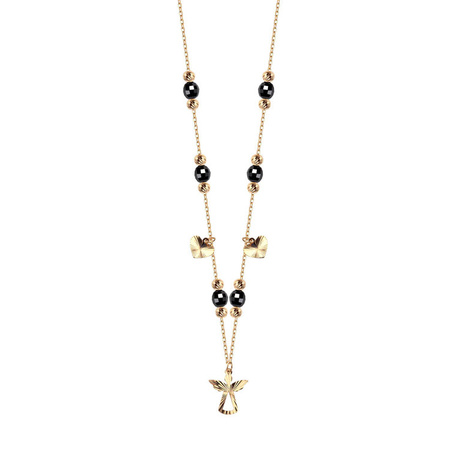 Naszyjnik srebrny pozłacany z czarnymi cyrkoniami