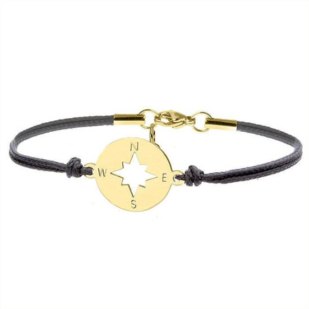 Bransoletka na sznurku róża wiatrów pozłacana