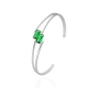 Bransoletka srebrna sztywna z zieloną cyrkonią