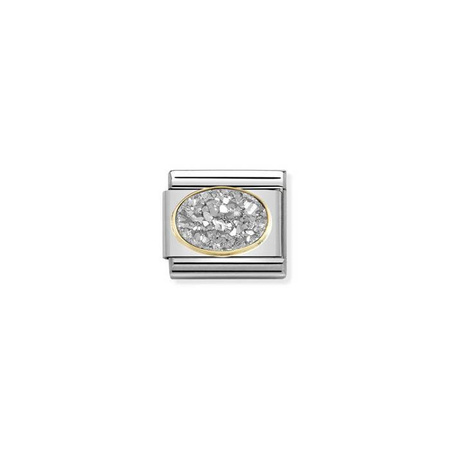 Element link do bransoletek Nomination Composable Stal + Złoto 18k agat druza