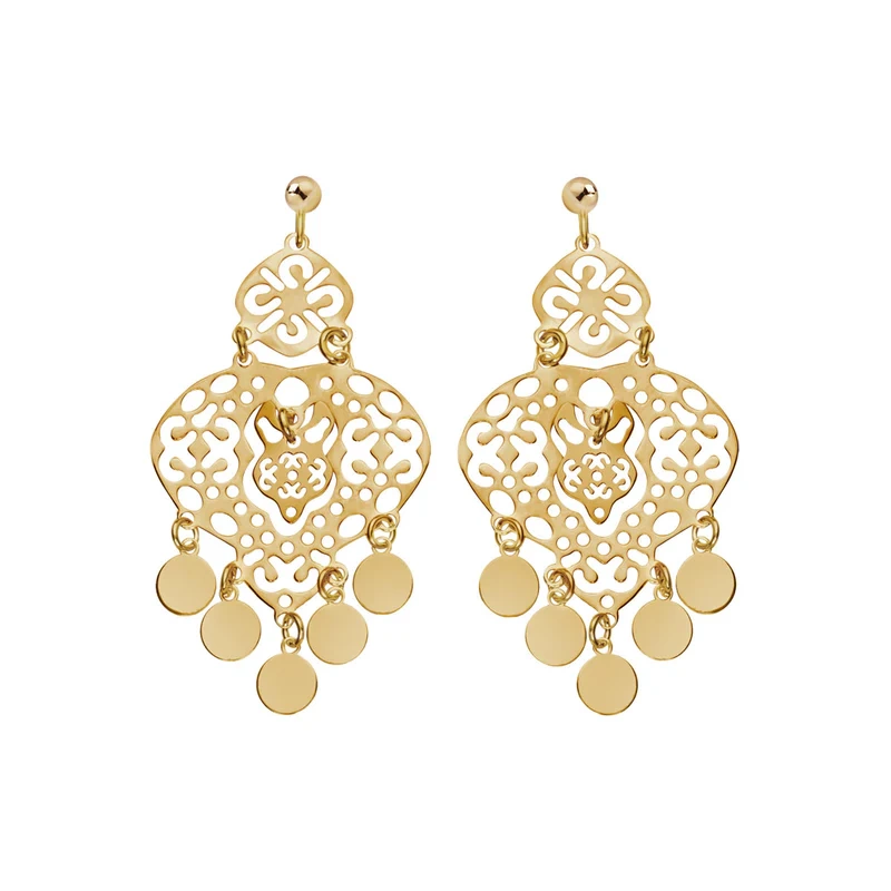 Kolczyki pozłacane wiszące ażurowe długie