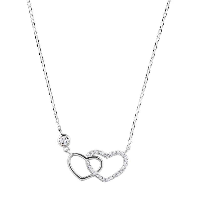 Naszyjnik srebrny serca z cyrkoniami