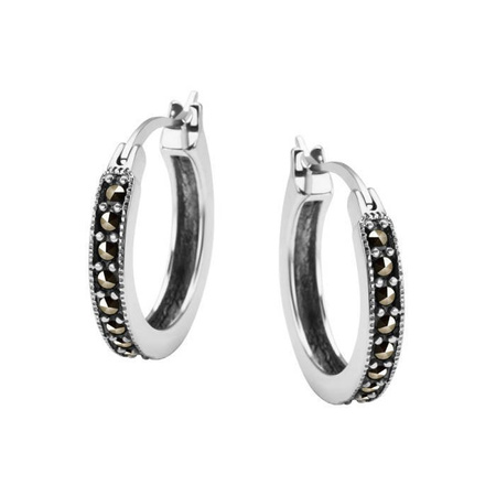 Kolczyki srebrne koła z markazytami